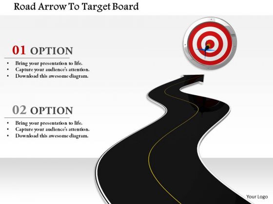 Stock Photo Road Arrow To Target Board PowerPoint Slide Stock Photo Road Arrow To Target Board PowerPoint Slide