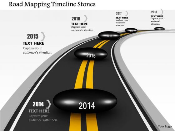 Stock Photo Road Mapping Timeline Stones PowerPoint Slide