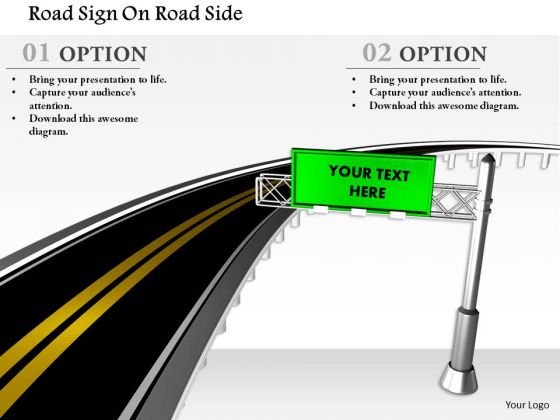 Stock Photo Road Sign On Road Side PowerPoint Slide Stock Photo Road Sign On Road Side PowerPoint Slide