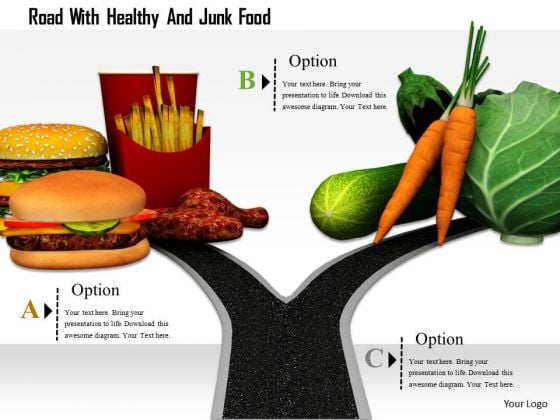 Stock Photo Road With Healthy And Junk Food PowerPoint Slide Stock Photo Road With Healthy And Junk Food PowerPoint Slide