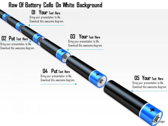 Stock Photo Row Of Battery Cells On White Background PowerPoint Slide Stock Photo Row Of Battery Cells On White Background PowerPoint Slide