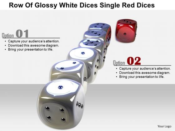 stock_photo_row_of_glossy_white_dices_single_red_dices_powerpoint_slide_1