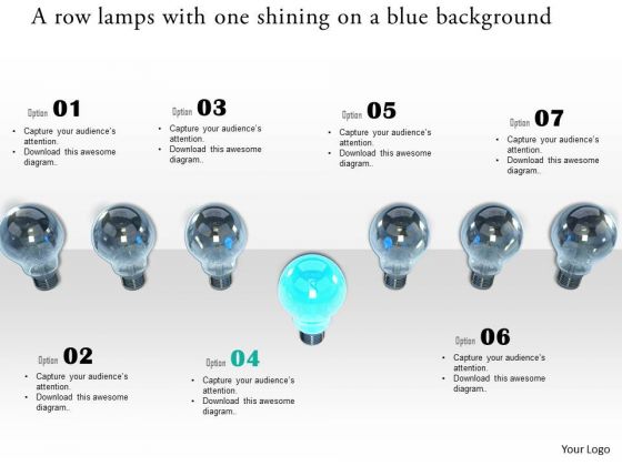 Stock Photo Row Of Lamps With One Shining PowerPoint Slide Stock Photo Row Of Lamps With One Shining PowerPoint Slide