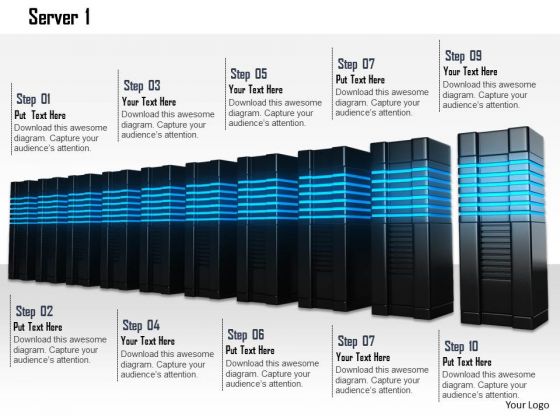 Stock Photo Row Of Network Servers On White Background PowerPoint Slide Stock Photo Row Of Network Servers On White Background PowerPoint Slide