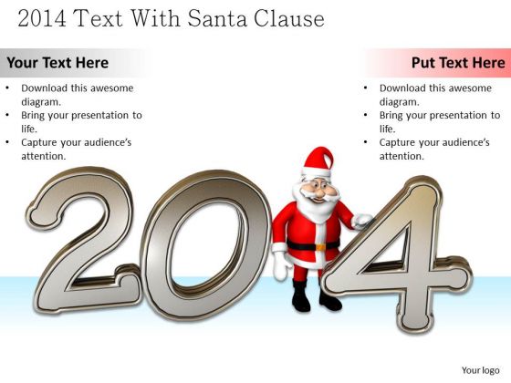 Stock Photo Santa Clause With 2014 Year Text PowerPoint Slide Stock Photo Santa Clause With 2014 Year Text PowerPoint Slide