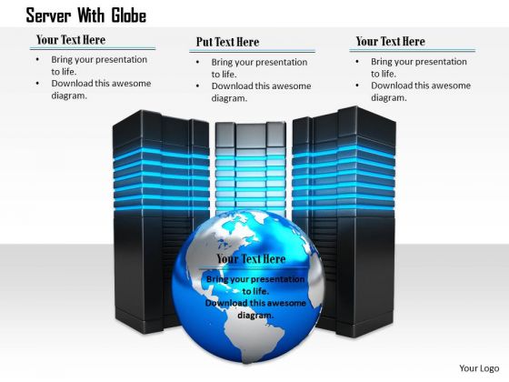 stock photo servers around globe for network powerpoint slide 1