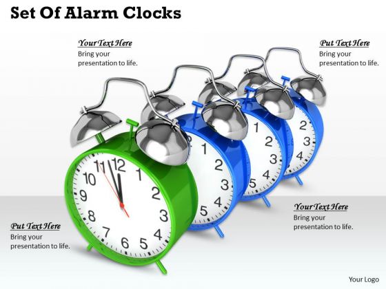 Stock Photo Set Of Alarm Clocks Ppt Template