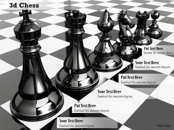 Stock Photo Set Of Chess Pieces On Chess Board PowerPoint Slide
