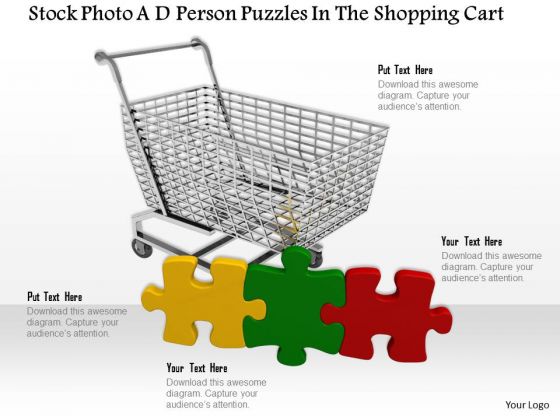 Stock Photo Shopping Cart With Colorful Puzzles PowerPoint Slide Stock Photo Shopping Cart With Colorful Puzzles PowerPoint Slide