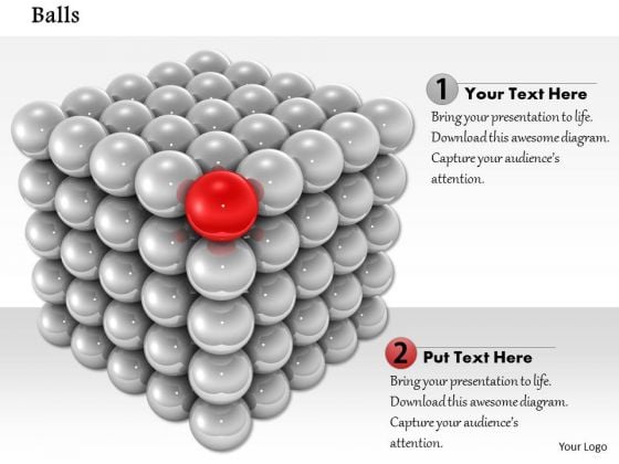 Stock Photo Silver Ball Square With Red Ball In Corner Shows Leadership PowerPoint Slide