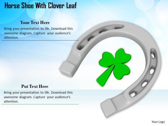 Stock Photo Silver Horse Shoe With Clover Leaf PowerPoint Slide Stock Photo Silver Horse Shoe With Clover Leaf PowerPoint Slide