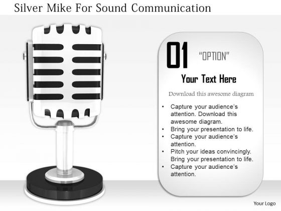 Stock Photo Silver Mike For Sound Communication PowerPoint Slide