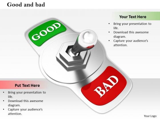 Stock Photo Silver Switch With Good And Bad Words PowerPoint Slide Stock Photo Silver Switch With Good And Bad Words PowerPoint Slide