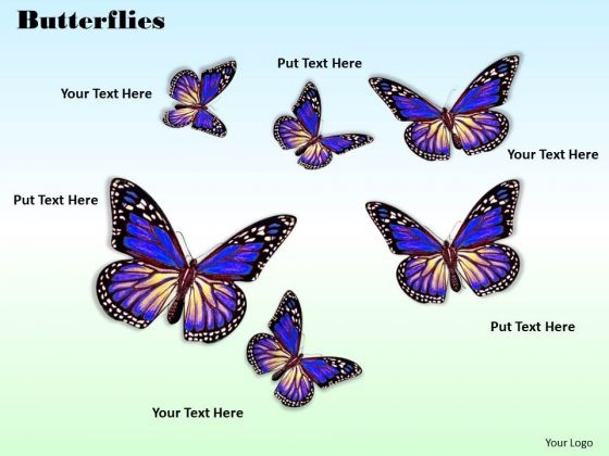 Stock Photo Six Purple Butterflies On Sky Blue Background PowerPoint Slide Stock Photo Six Purple Butterflies On Sky Blue Background PowerPoint Slide