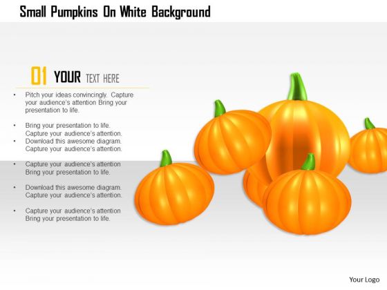 Stock Photo Small Pumpkins On White Background PowerPoint Slide Stock Photo Small Pumpkins On White Background PowerPoint Slide