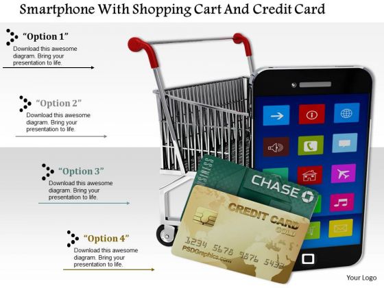 Stock Photo Smartphone-with-shopping-cart-and-credit-card PowerPoint Slide Stock Photo Smartphone-with-shopping-cart-and-credit-card PowerPoint Slide