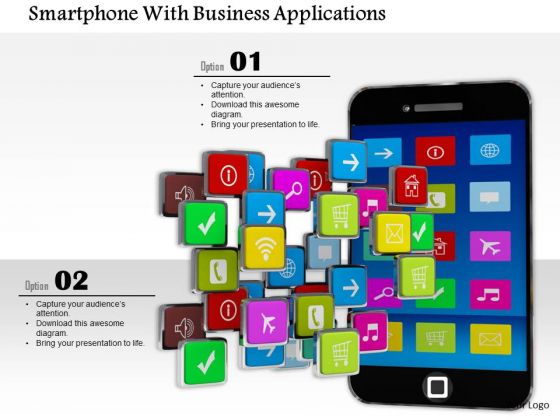 Stock Photo Smartphone With Business Applications PowerPoint Slide Stock Photo Smartphone With Business Applications PowerPoint Slide