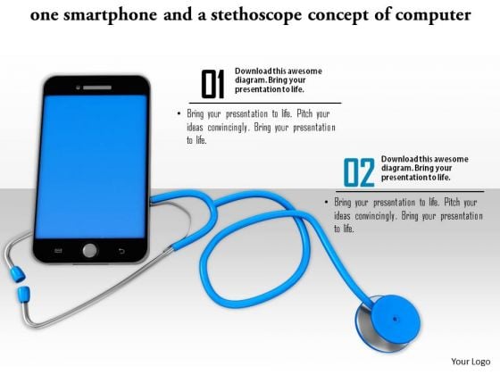 Stock Photo Smartphone With Stethoscope For Medical Technologies PowerPoint Slide