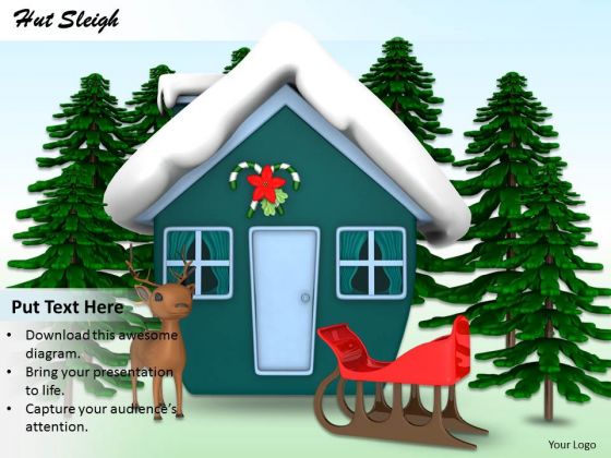 Stock Photo Snow Covered Hut With Sleigh PowerPoint Slide Stock Photo Snow Covered Hut With Sleigh PowerPoint Slide