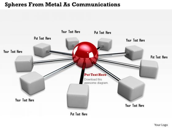 Stock Photo Sphere With Metal Cubes For Communication PowerPoint Slide Stock Photo Sphere With Metal Cubes For Communication PowerPoint Slide