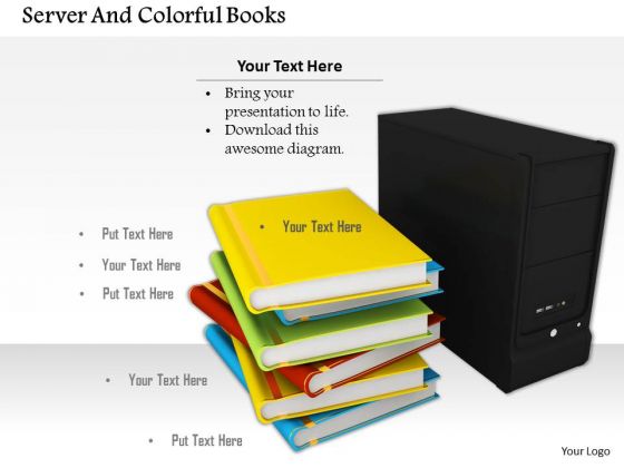 Stock Photo Stack Of Books With Computer Server Pwerpoint Slide Stock Photo Stack Of Books With Computer Server Pwerpoint Slide