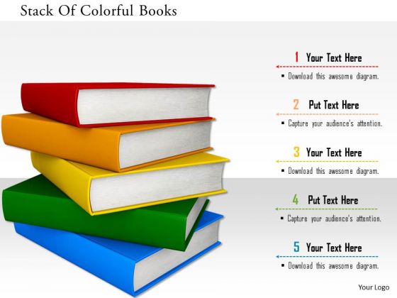 Stock Photo Stack Of Colorful Books PowerPoint Slide Stock Photo Stack Of Colorful Books PowerPoint Slide