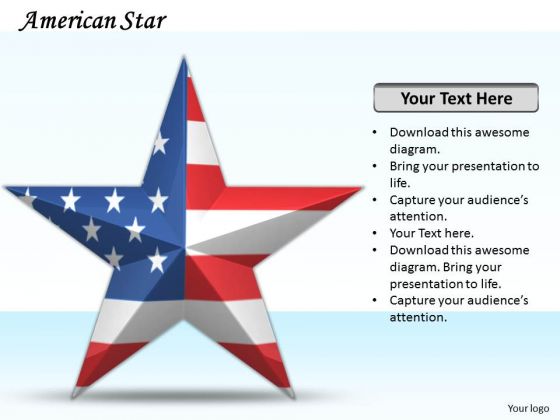 Stock Photo Star Design With Us Flag PowerPoint Slide