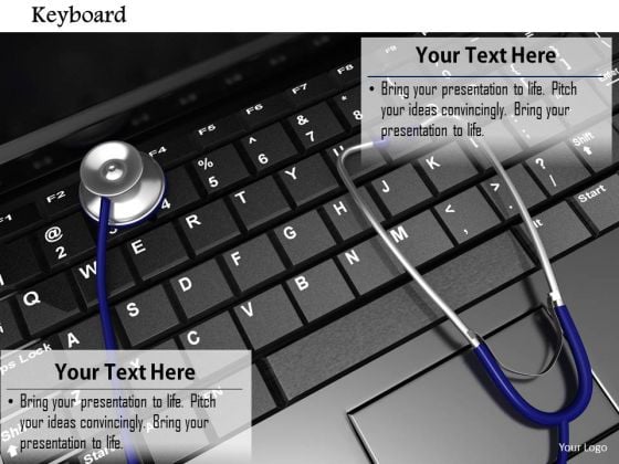 Stock Photo Stethoscope On Keyboard For Medical Diagnosis PowerPoint Slide Stock Photo Stethoscope On Keyboard For Medical Diagnosis PowerPoint Slide