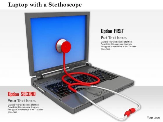 Stock Photo Stethoscope On Screen Of Laptop PowerPoint Slide Stock Photo Stethoscope On Screen Of Laptop PowerPoint Slide