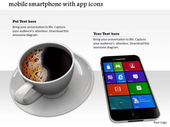 Stock Photo Technology Concept With Smartphone And Coffee Cup PowerPoint Slide Stock Photo Technology Concept With Smartphone And Coffee Cup PowerPoint Slide