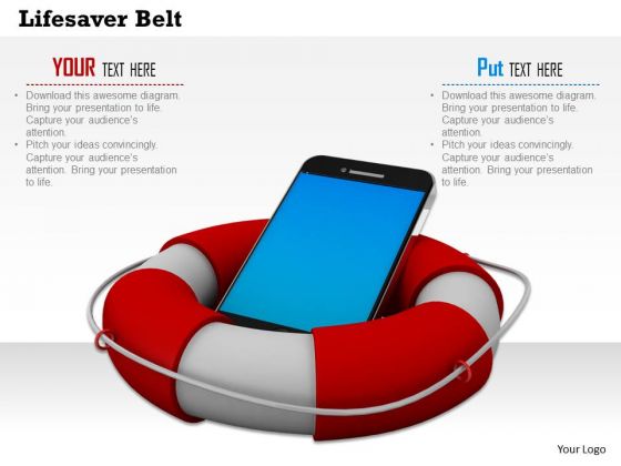Stock Photo Technology Crisis Concept With Smartphone In Lifesaver PowerPoint Slide Stock Photo Technology Crisis Concept With Smartphone In Lifesaver PowerPoint Slide
