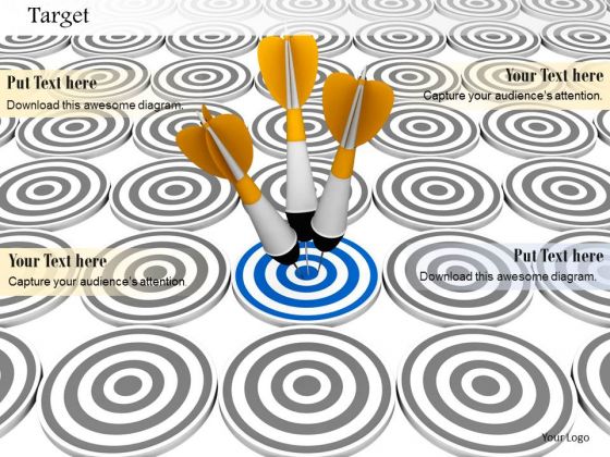 Stock Photo Three Arrows On Blue Target PowerPoint Slide Stock Photo Three Arrows On Blue Target PowerPoint Slide