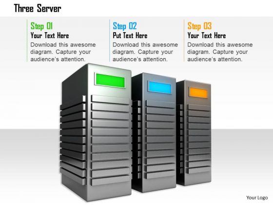 Stock Photo Three Computer Servers In Workstation PowerPoint Slide Stock Photo Three Computer Servers In Workstation PowerPoint Slide
