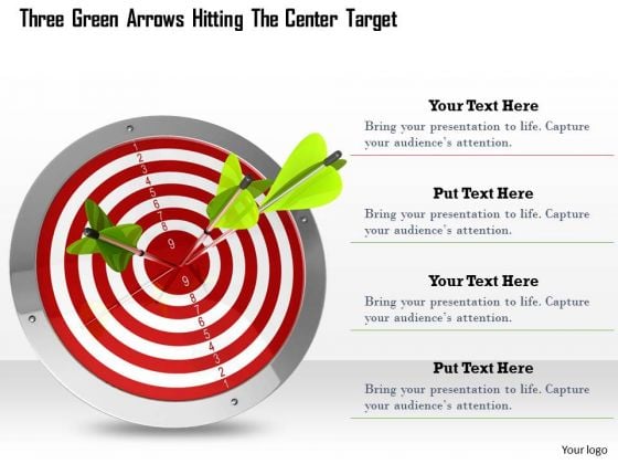 Stock Photo Three Green Arrows On Red Target Pwerpoint Slide Stock Photo Three Green Arrows On Red Target Pwerpoint Slide