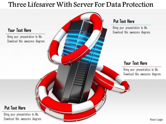 stock_photo_three_lifesaver_with_server_for_data_protection_powerpoint_slide_1