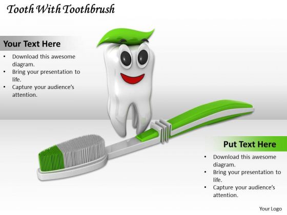 Stock Photo Tooth With Green Toothbrush Pwerpoint Slide Stock Photo Tooth With Green Toothbrush Pwerpoint Slide