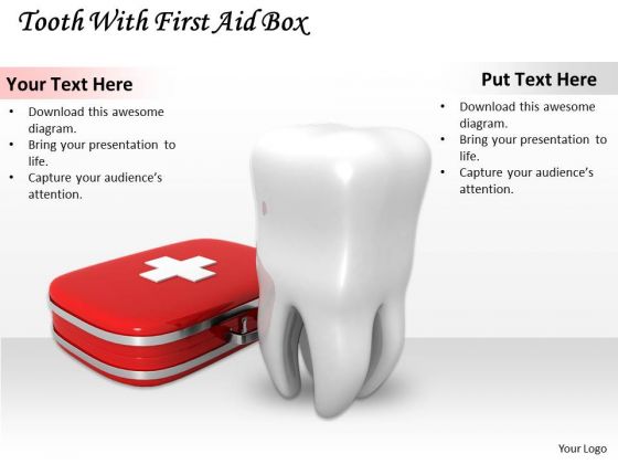 Stock Photo Tooth With Red First Aid Box Pwerpoint Slide Stock Photo Tooth With Red First Aid Box Pwerpoint Slide
