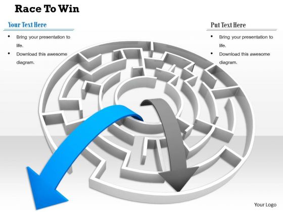 Stock Photo Two Arrows Coming Out Of Maze PowerPoint Slide