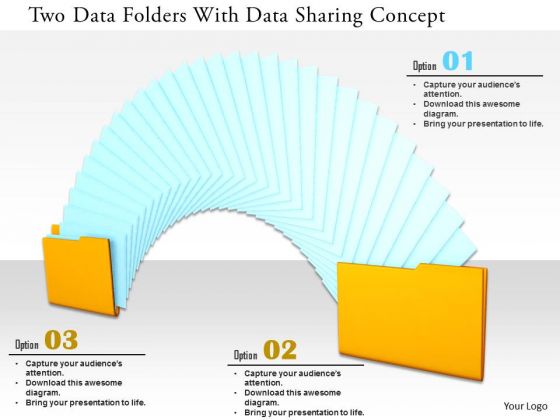 Stock Photo Two Data Folders With Data Sharing Concept PowerPoint Slide