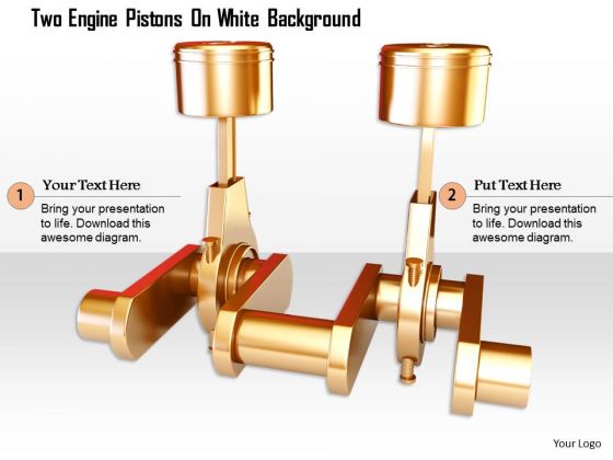 Stock Photo Two Engine Pistons On White Background PowerPoint Slide Stock Photo Two Engine Pistons On White Background PowerPoint Slide
