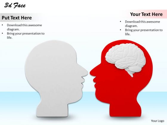 Stock Photo Two Human Faces With Brain Text PowerPoint Slide Stock Photo Two Human Faces With Brain Text PowerPoint Slide