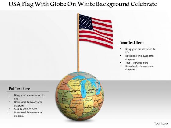 Stock Photo Usa Flag On Globe For Success PowerPoint Slide Stock Photo Usa Flag On Globe For Success PowerPoint Slide