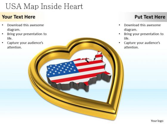 Stock Photo Usa Map Inside Golden Heart PowerPoint Slide Stock Photo Usa Map Inside Golden Heart PowerPoint Slide