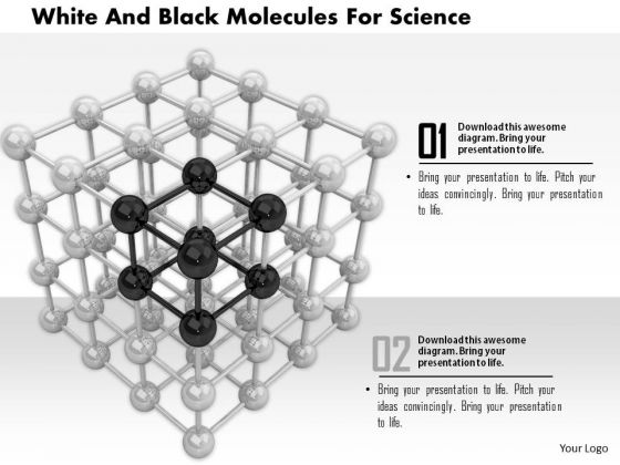 Stock Photo White And Black Molecules For Science PowerPoint Slide Stock Photo White And Black Molecules For Science PowerPoint Slide
