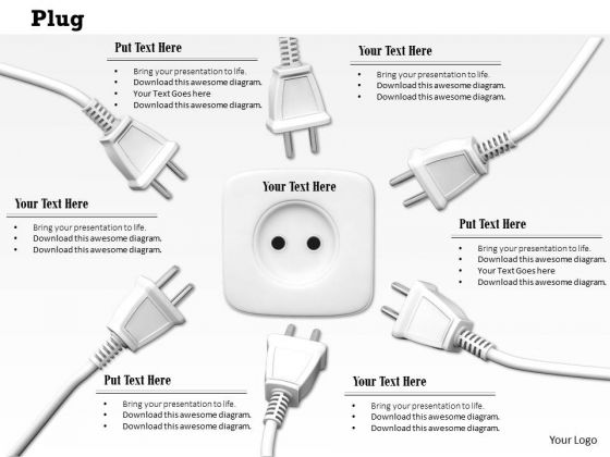 Stock Photo White Electricity Plugs Around Socket PowerPoint Slide Stock Photo White Electricity Plugs Around Socket PowerPoint Slide