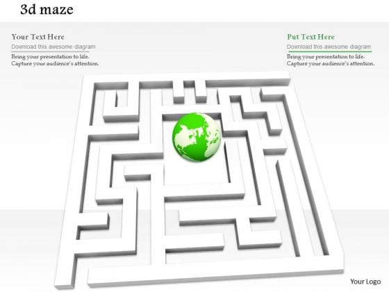 Stock Photo White Maze With Globe In Middle Problem Solving PowerPoint Slide Stock Photo White Maze With Globe In Middle Problem Solving PowerPoint Slide