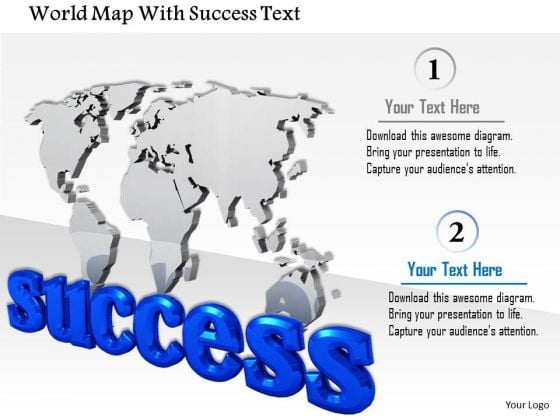 Stock Photo World Map With Success Text PowerPoint Slide Stock Photo World Map With Success Text PowerPoint Slide