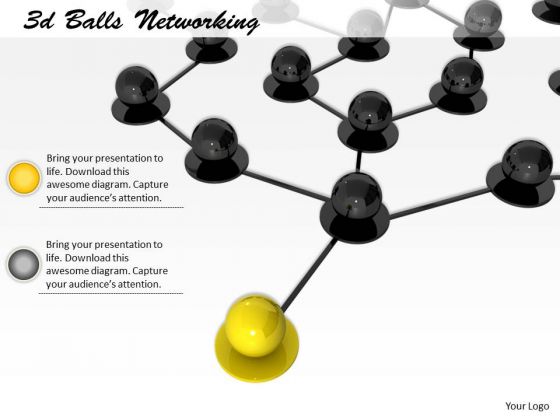 Stock Photo Yellow Ball Leading Black Balls In Network PowerPoint Slide