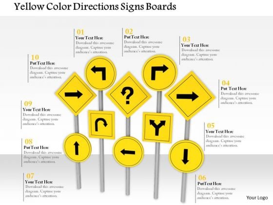 Stock Photo Yellow Color Directions Signs Boards PowerPoint Slide Stock Photo Yellow Color Directions Signs Boards PowerPoint Slide