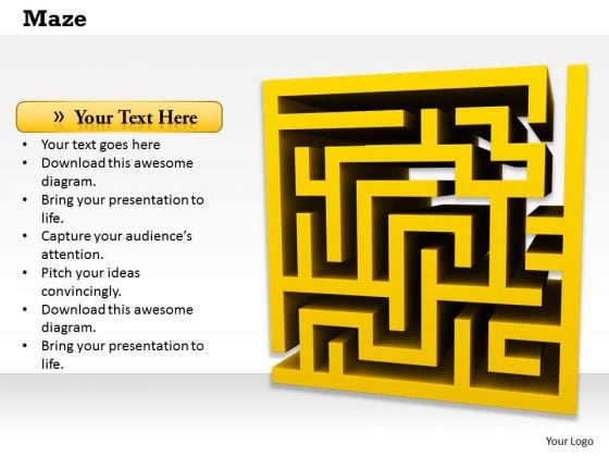 Stock Photo Yellow Colored Maze PowerPoint Slide Stock Photo Yellow Colored Maze PowerPoint Slide